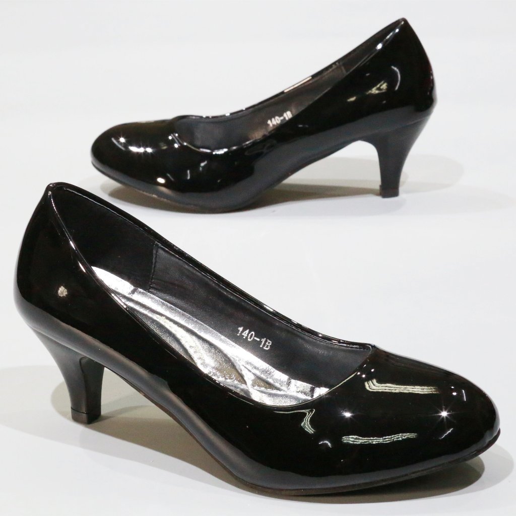 140-1B รองเท้าคัชชูนักศึกษา ส้นสูง สีดำ 2.5 นิ้ว FAIRY รุ่น 140 หนัง PU