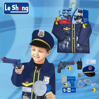 🇹🇭ส่งไวทันที 🇹🇭 ชุดตำรวจเด็ก ชุดอาชีพเด็ก ชุดคอสเพลย์ Police พร้อม เสื้อ หมวก โทรโข่ง กุญแจมือ นกหวีด ชุดสีน้ำเงินเข้ม