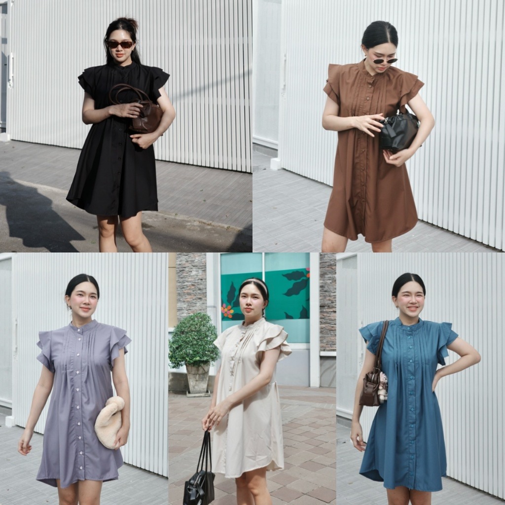 12FEBRUARY | BABY DOLL version. III เดรสคอจีน แขนระบาย ผ้าไม่ยับ