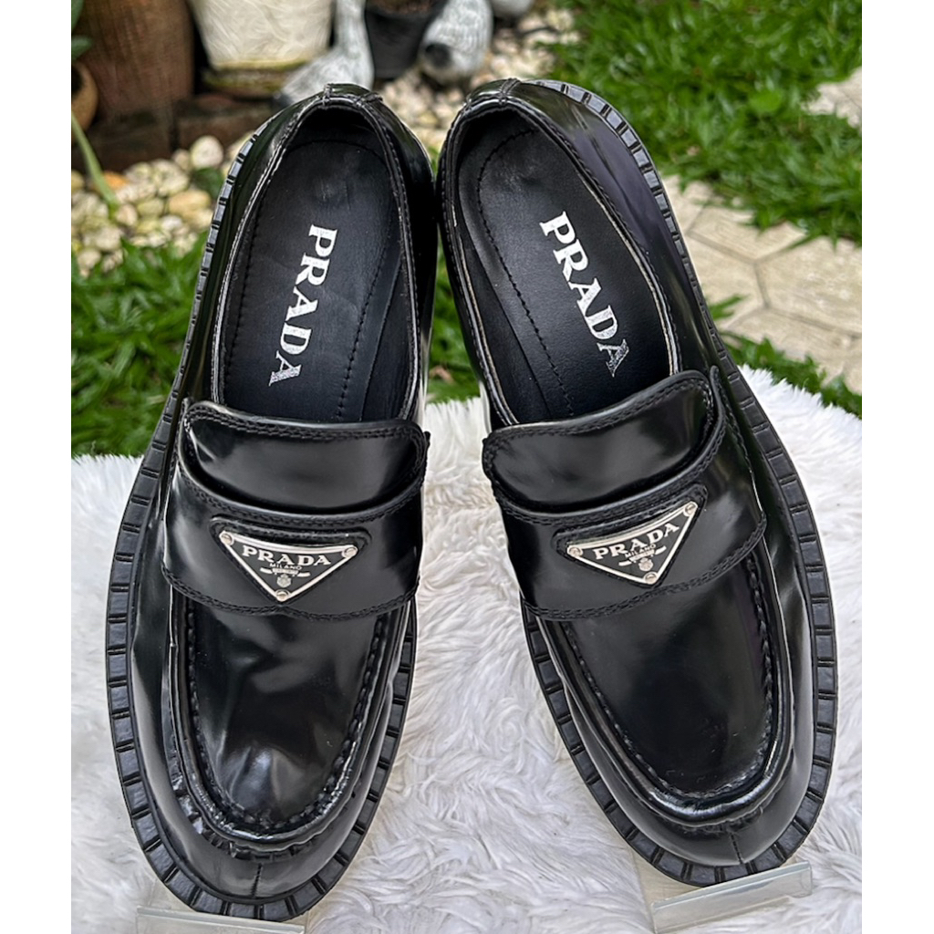 Prada Loafers, Aesthetic Shoes, Platform Sz.36 มือสองแบรนด์แท้