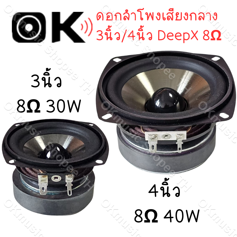 ลําโพง DeepX ดอกลําโพงเสียงกลาง 3นิ้ว 4นิ้ว 8โอมห์ ดอกเสียงกลางแน่นๆ ลำโพงเสียงดี สำหรับรถยนต์ เครื่องเสียงบ้าน