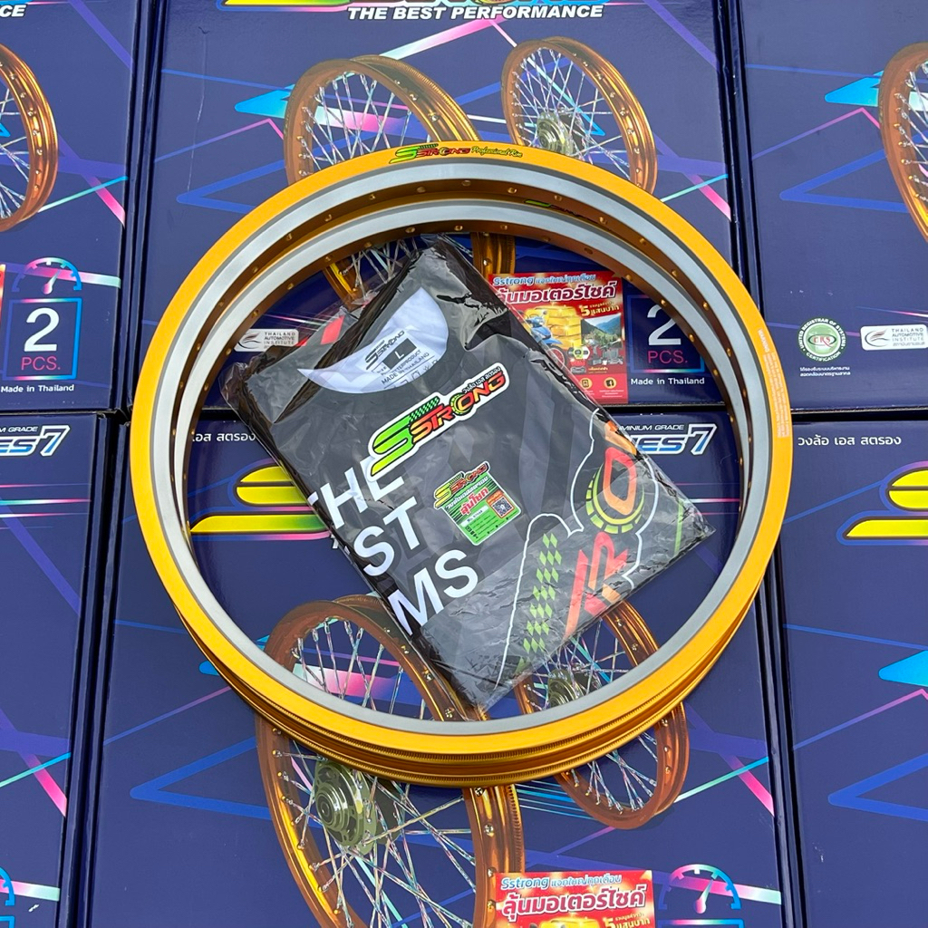 วงล้อ Sstrong  ทูโทน 1.4-17 ราคาต่อ 1คู่ งานยิงทราย แถมเสื้อ 1ตัว พร้อมสติกเกอร์Sstrong