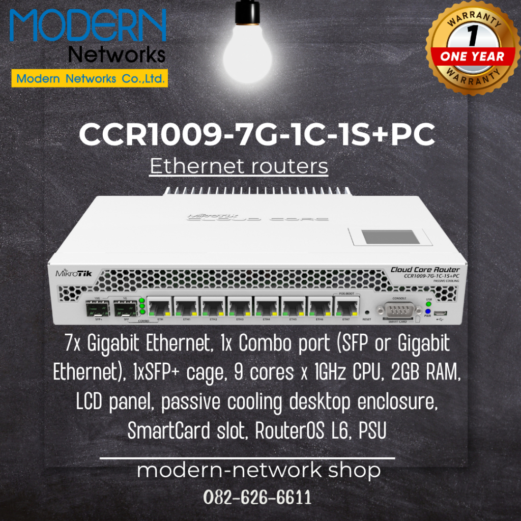 CCR1009-7G-1C-1S+PC Mikrotik ส่งไว,ประกันโดนใจ,ออกใบกำกับภาษีได้⚡️🔥ทักแชทร้านได้เลย!!!
