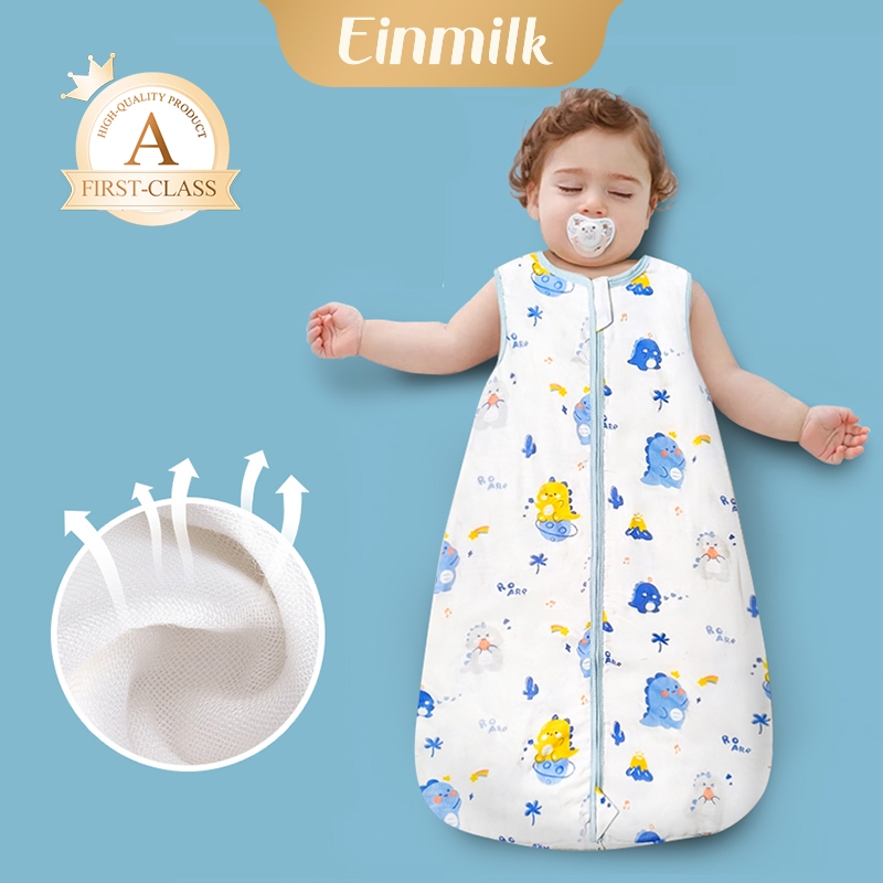 Einmilk ถุงนอนผ้าฝ้ายซิป แขนกุด ระบายอากาศได้  ซุปเปอร์คูลลิ่ง รุ่น
