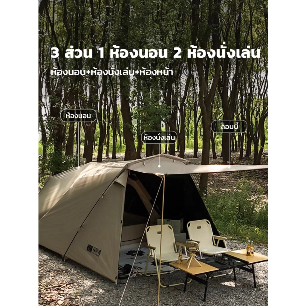 เต็นท์บ้านออโต้ 2ห้องนอน 1ห้องนั่งเล่น สำหรับ 4-5 คน thumbnail 5