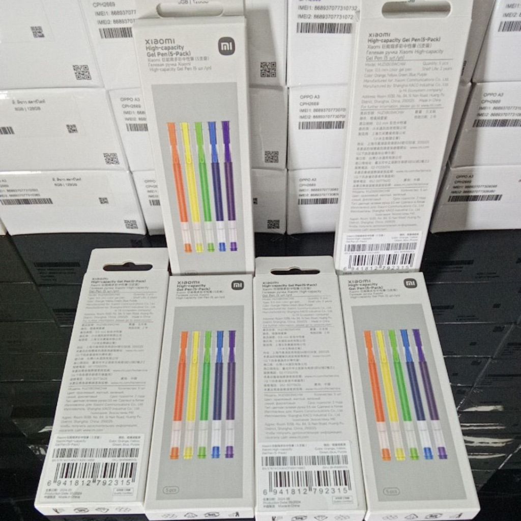 ￼[NEW] Xiaomi High-capacity Gel Pen(5-Pack) ปากกาเจล ปากกาลูกลื่น 0.5 มม. น้ำหมึกเยอะ เขียนง่าย แห้งไวกล่องล่ะ 5 สี