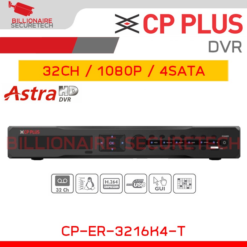 CP PLUS CP-ER-3216K4-T DVR 32CH, 1080P, 4SATA, H.264 BY BILLIONAIRE SECURETECH