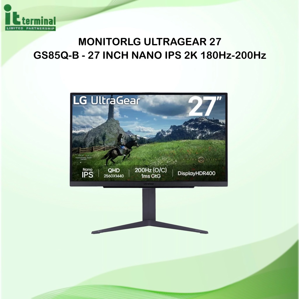 MONITOR (จอมอนิเตอร์) LG ULTRAGEAR 27GS85Q-B - 27 INCH NANO IPS 2K 180Hz-200Hz (OC) AMD FREESYNC NVI