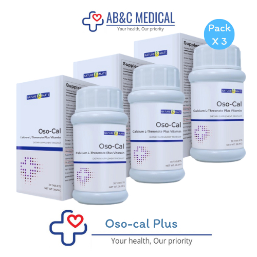 EXP:18/Mar/27  แคลเซี่ยมจากพืช oso-cal Plus Calcium L-Threonate Plus 750mg แพ็ค 3 ขวด NM.