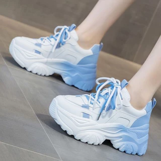 Mavis.fashion พร้อมส่งจากไทย รองเท้าผ้าใบผู้หญิงเเฟชั่น สวมใส่สบาย น้ำหนักเบา เสริมส้น 7ซม. ไซส์36-40 NO.M164