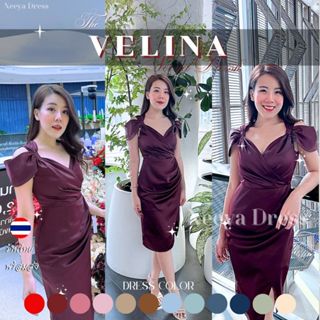 เดรสสั้น ชุดออกงาน ชุดราตรี เดรส VELINA ซาติน พรีเมี่ยม แขนผ…