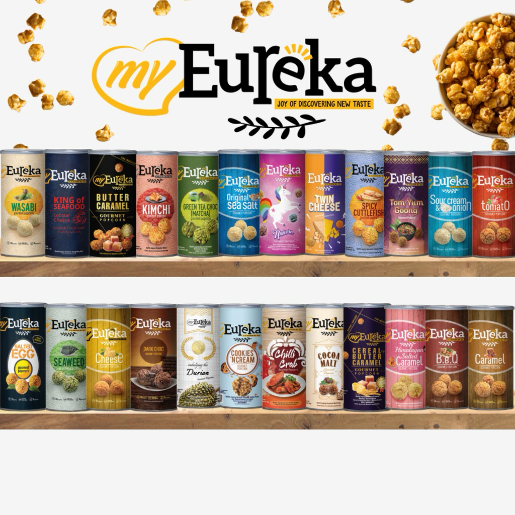 [ซื้อ4แถม2กระป๋องเล็ก]Popcorn Eureka Paper Can Pack 70g. - Multiple Flavours | ยูเรก้าป๊อบคอร์น กระป๋อง