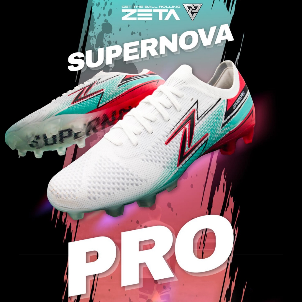 ZETA SUPERNOVA PRO รองเท้าสตั๊ด ตัวท็อป Flyknit พื้นใส เทคโนโลยีระดับโลก