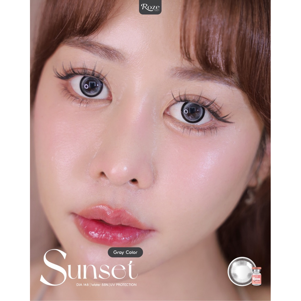 Bigeye Sunset สีเทา สีน้ำตาล  ✨คอนเเทคเลนส์กรองเเสง✨ขนาดไซส์กลาง Rozelens Roze