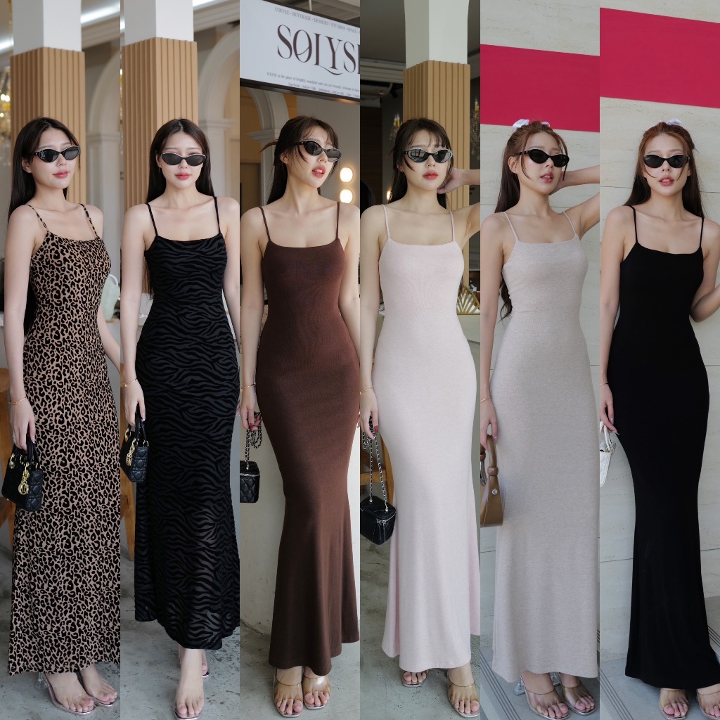 👗INTUON #9762  พร้อมส่ง เดรสคอเหลี่ยม  ช่วงอกผ้า 2ชั้น สายปรับได้.(INT4B) T-SHIRTNISTA