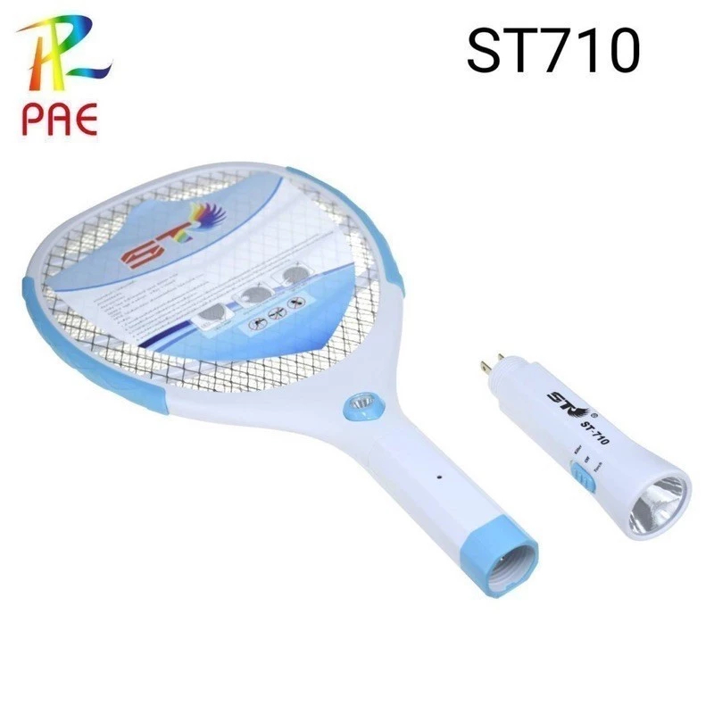 ไม้ช็อตยุง ไม้ตียุง ไฟแรง  ไม้ช็อตยุงไฟฟ้า ST-710 ถอดด้ามได้ เป็นไฟฉายได้ LED 2 in 1 คละสี คุณภาพสูง