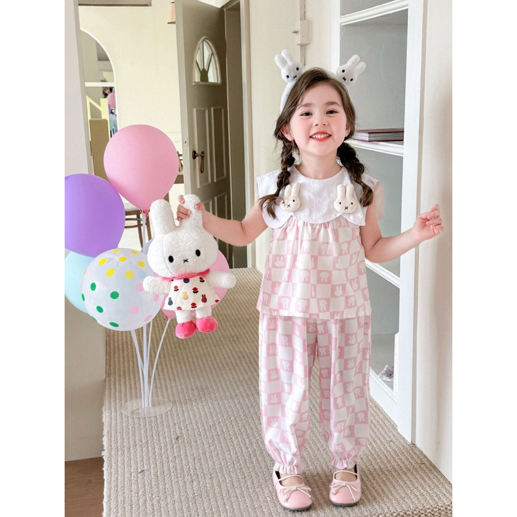 ชุดเซตลูกสาว miffy แต่ง 3D ตรงปกเสื้อ +กางเกงสมอคขา น่ารักกคุณหนูคุณใจ