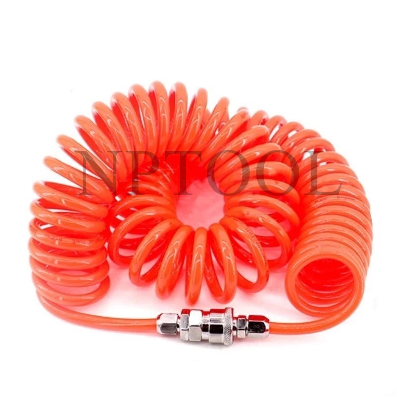 NP-205 แบบสปริง สายลม แบบสปริง PU AIR HOSE ขนาด 5x8 mm. 12 เมตร (สีส้ม)