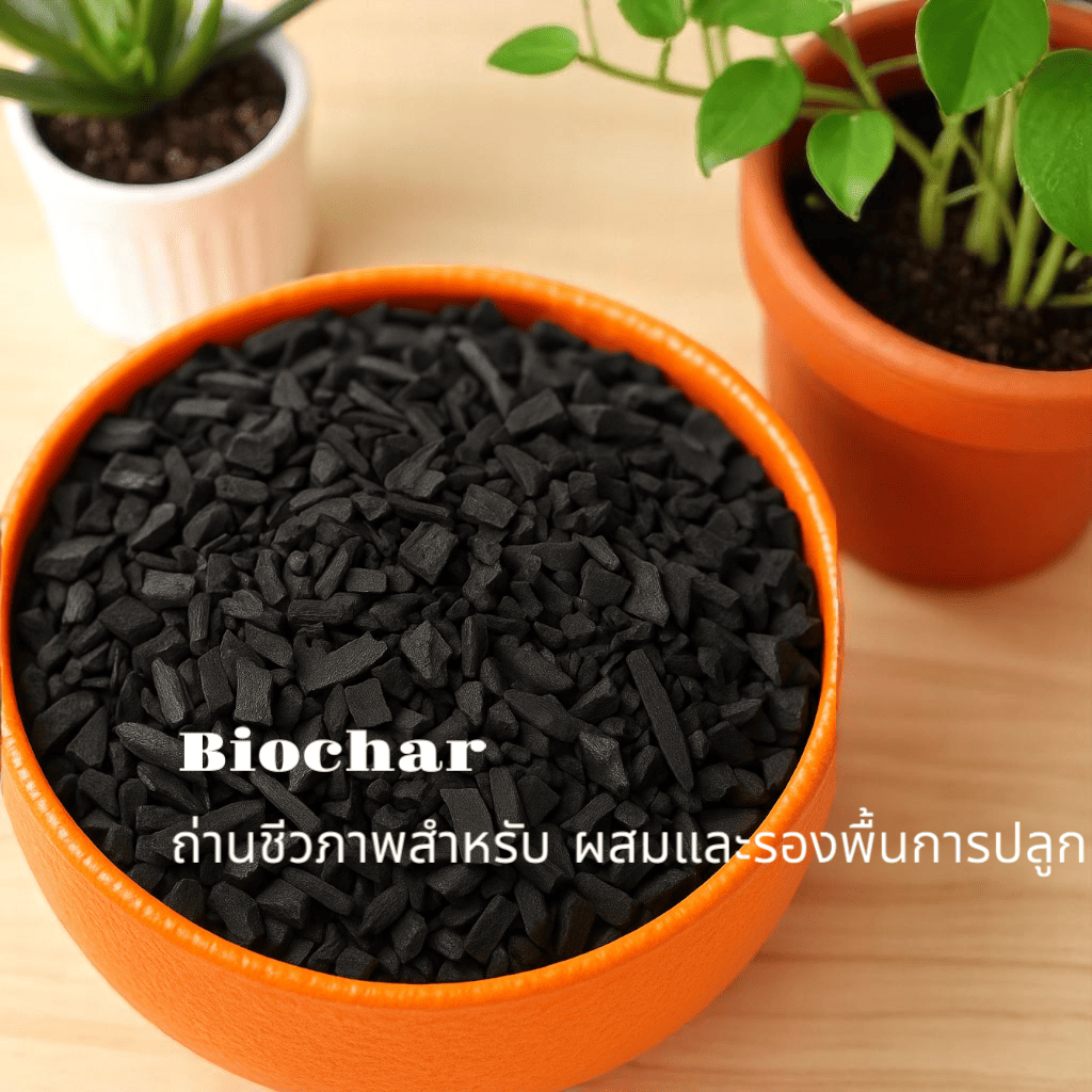 ถ่านไม้ชีวภาพ (ฺBiochar)  สำหรับรองก้นกระถาง รองก้นหลุม ผสมดิน ปลูกโดยเฉพาะ