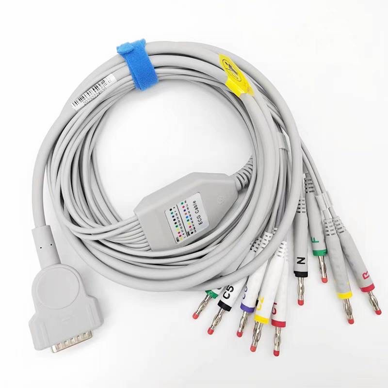 014 - สาย ECG/EKG cable Onepiece GE MAC รุ่น 500, 800, 1100, 1200, 1600, 2000 10Lead banana jack IEC