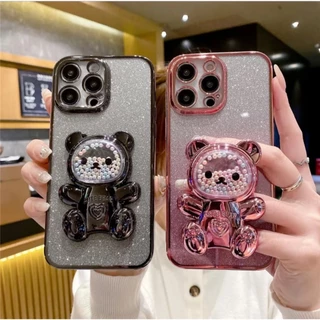 เคสขาตั้ง หมีLOVE สำหรับ Redmi15 A5 A7 A7Pro และ POCO C71 C81Pro เคส กันกระแทก หมี LOVE กริตเตอร์ น่ารัก ตั้งได้
