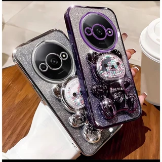 เคสโทรศัพท์ สำหรับ Redmi 14C A3 15C Note15 15Pro 15Pro+ POCO C75 M8 M8Pro กันกระแทกมุม หมี LOVE กริตเตอร์ น่ารัก ตั้งได้