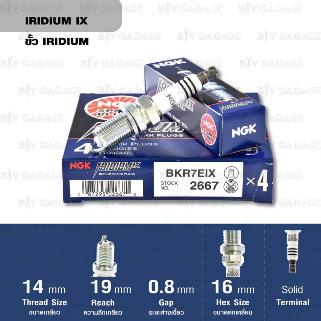 NGK หัวเทียนขั้ว Iridium BKR7EIX ใช้สำหรับรถยนต์