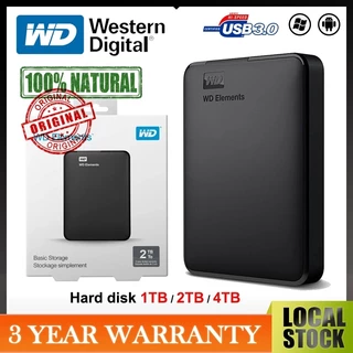 WD Portable Hard Disk 4TB/2TB/1TB ฮาร์ดดิสก์แบบพกพา External Harddisk  ฮาร์ดไดรฟ์จัดเก็บข้อมูลแบบพกพา Harddisk External