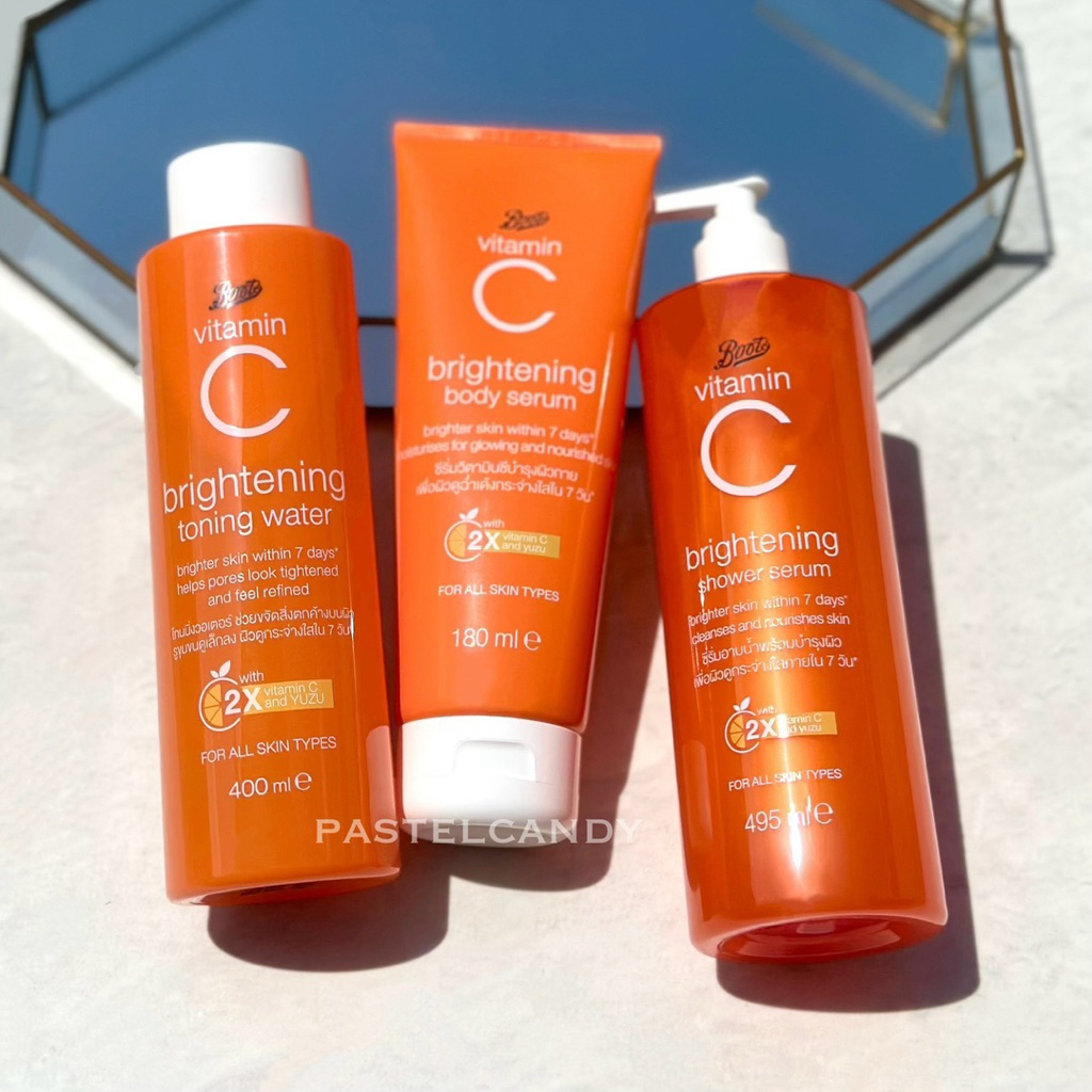 SALE🔥แท้💯% BOOTS VITAMIN C บู๊ทส์ วิตามิน ซี BRIGHTENING TONING WATER/BODY SERUM/SHOWER SERUM/