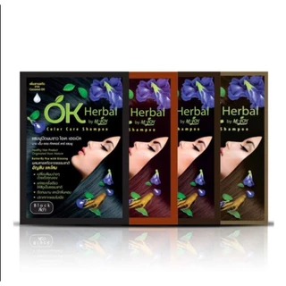 OK Herbal โอเค ของแท้ เป็นกล่องมีพลาสติกหุ้ม ปิดผมขาว สระดำ แชมพูเปลี่ยนสีผม