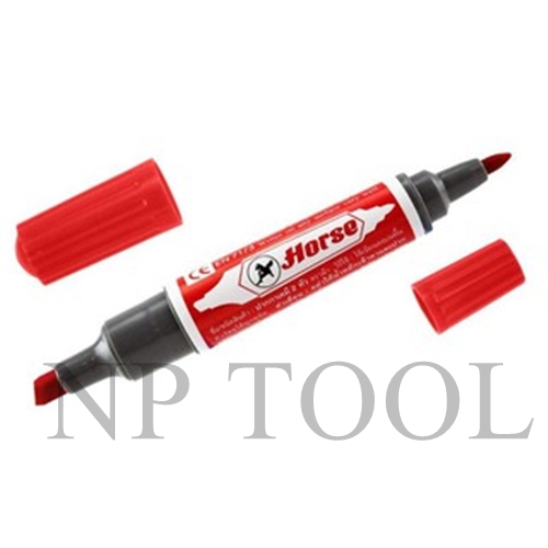 NP-771 ปากกาเคมี 2หัว ตราม้า สีแดง