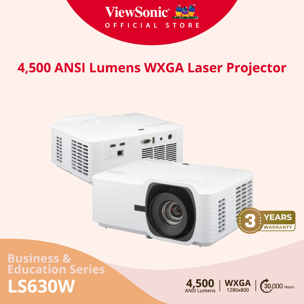 ViewSonic  LS630W 4,500 ANSI Lumens WXGA Laser Business / Education Projector (โปรเจคเตอร์)