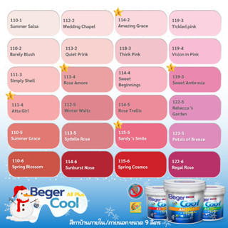 Beger สีชมพู คูลออลพลัส ขนาด 9 ลิตร กึ่งเงา ด้าน สีทาบ้าน เบ…