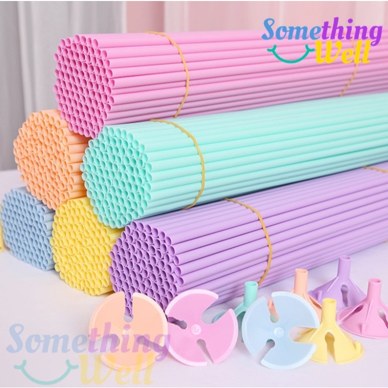 ก้านลูกโป่งพาสเทล 40 CM พร้อมจุกสีพาสเทล(SET 100) ไม้เสียบลูกโป่ง ก้านเสียบลูกโป่ง balloon stick