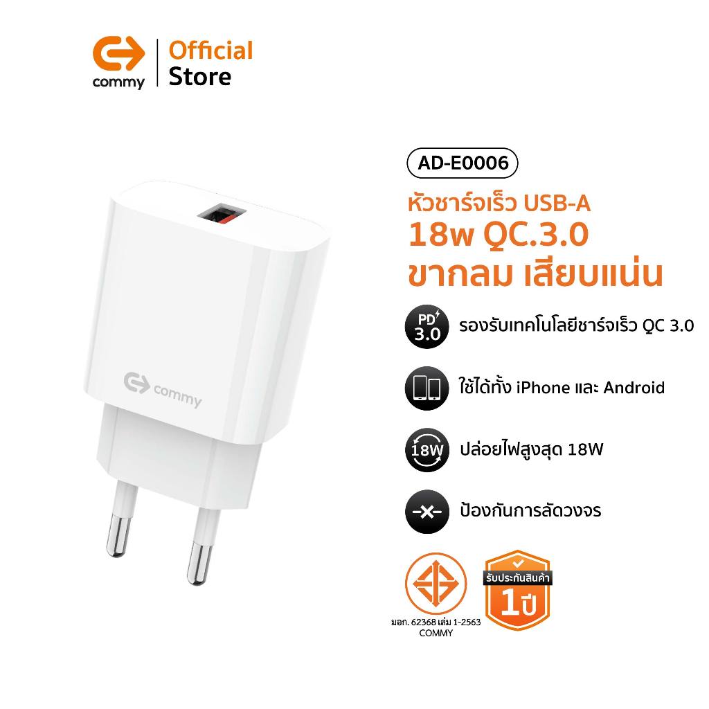 Commy หัวชาร์จเร็ว adapter หัวชาร์จ ไอโฟน samsung แอนดรอย อแดปเตอร์ของแท้ 18w QC.3.0 AD1801 18W