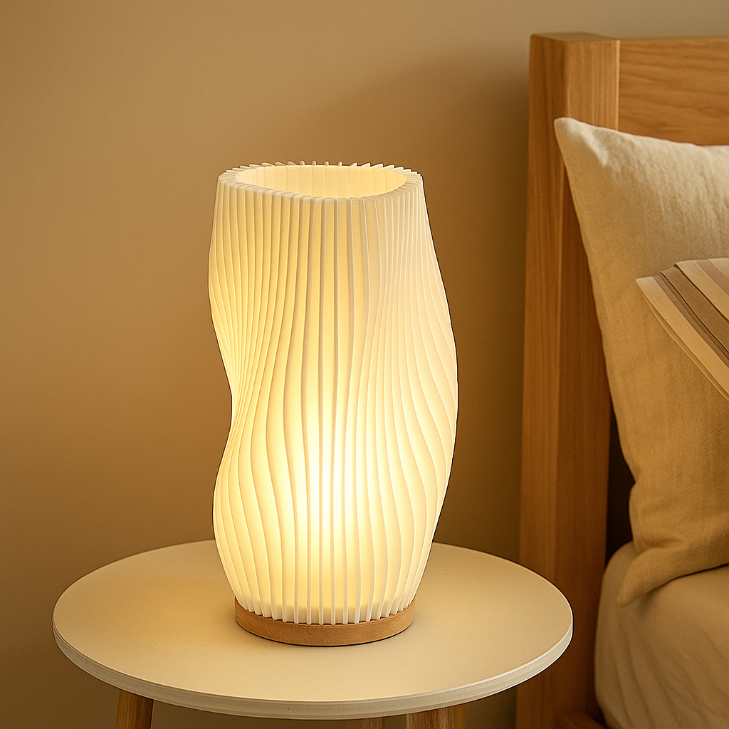 Domira แพ็คเกจของขวัญ LEDโคมไฟตั้งโต๊ะ โคมไฟข้างเตียง โคมไฟตั้งโต๊ะแบบเสียบ USB หรี่แสงได้พร้อมฐานไม้