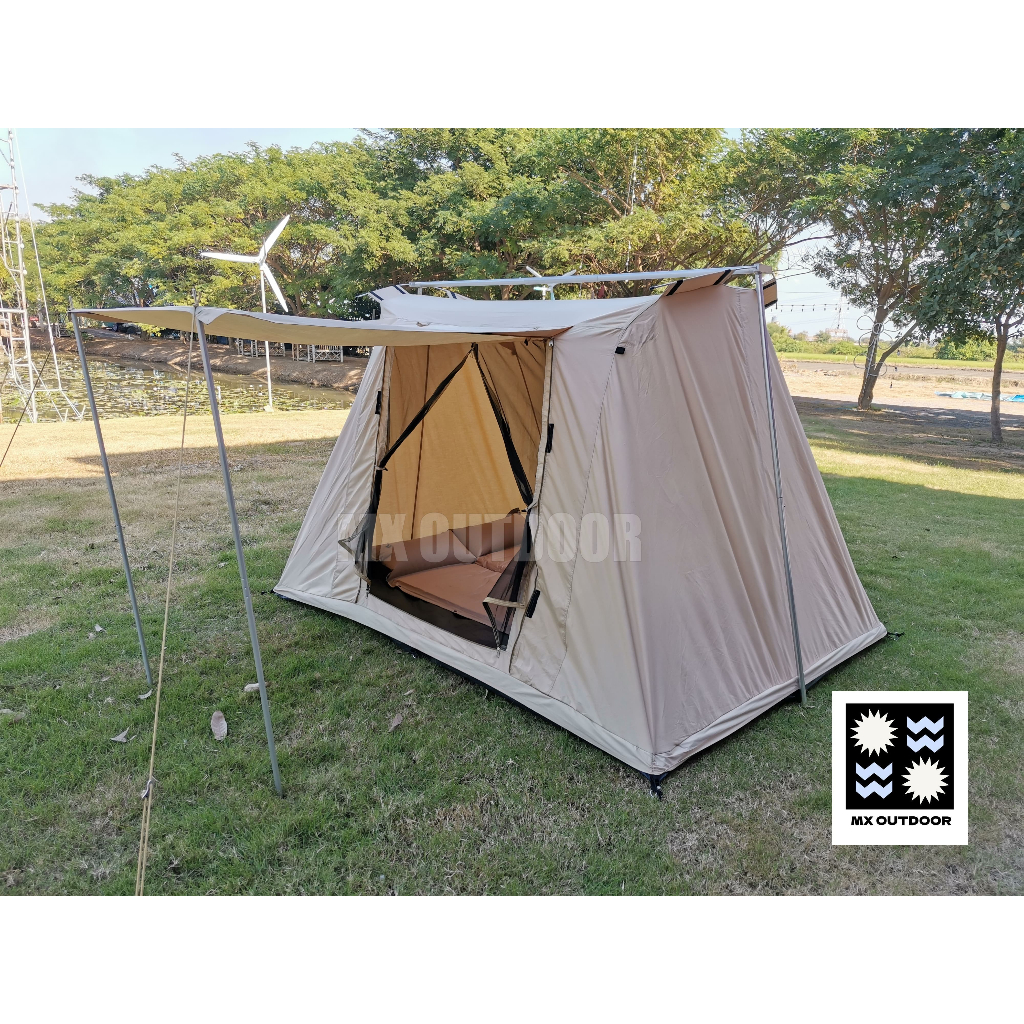 (pre-order) เต็นท์เสาอลูมิเนียม ทรงเฟล็กโบว์ ทรงสปริงบาร์ ขนาด 8x6 ฟุต พร้อม rain cover