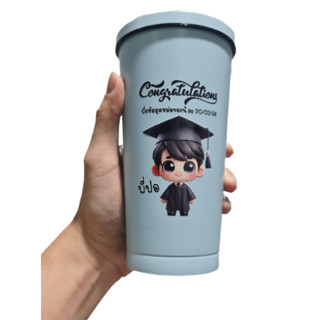 [สกรีนสี1ด้าน] แก้วเก็บอุณหภูมิ ออกแบบเองได้ ใส่รูป ใส่ข้อคว…