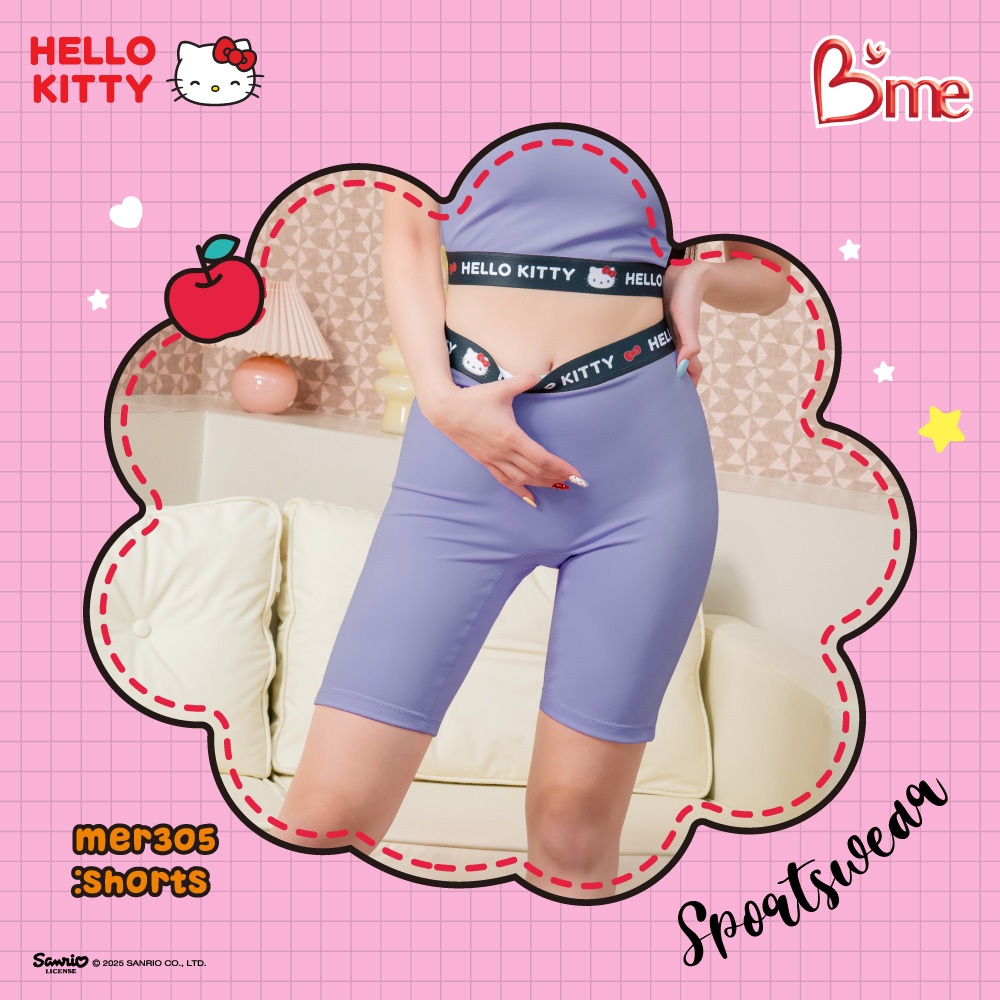 B'me กางเกงเลกกิ้งขาสั้น รุ่น MER305 (Hello Kitty ) สีดำ สีม่วง (เข้าคู่ รุ่น MER008)