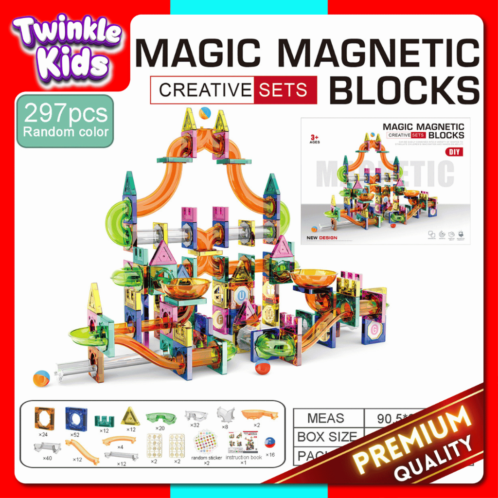 [ถูกสุด!] Magic Magnetic Blocks | Tile | Creative Sets ตัวต่อแม่เหล็กรางบอล เสริมพัฒนาการ ห่างจอ