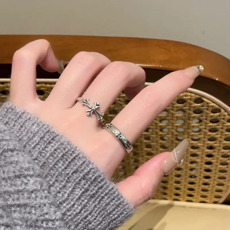 [จัดส่งจากกรุงเทพฯ] แหวนเปิดไขว้สไตล์พังค์ แหวนผู้ชายดีไซน์ย้อนยุคสีเข้ม หรูหรา น้ำหนักเบา แหวนผู้หญิง - รูปที่ 3