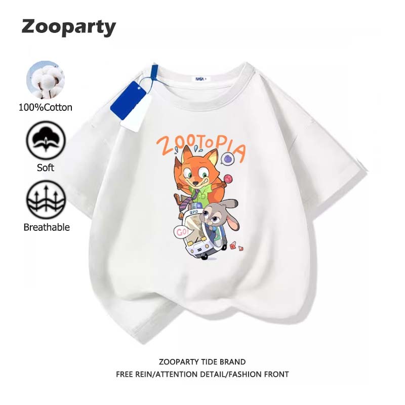 เสื้อเด็ก Zootopia 100% cotton ลายสัตว์น่ารัก ฤดูร้อน ใหม่ เสื้อยืดแขนสั้นสำหรับเด็ก ผ้านุ่มใส่สบาย ส่งเร็ว จัดส่งจากไทย