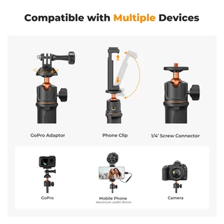 K&F CONCEPT MS11 Vlog Tripod ขาตั้งมือถือ Selfie Stick Bluetooth ขาตั้งเดสก์ท็อป Live Stand 60cm