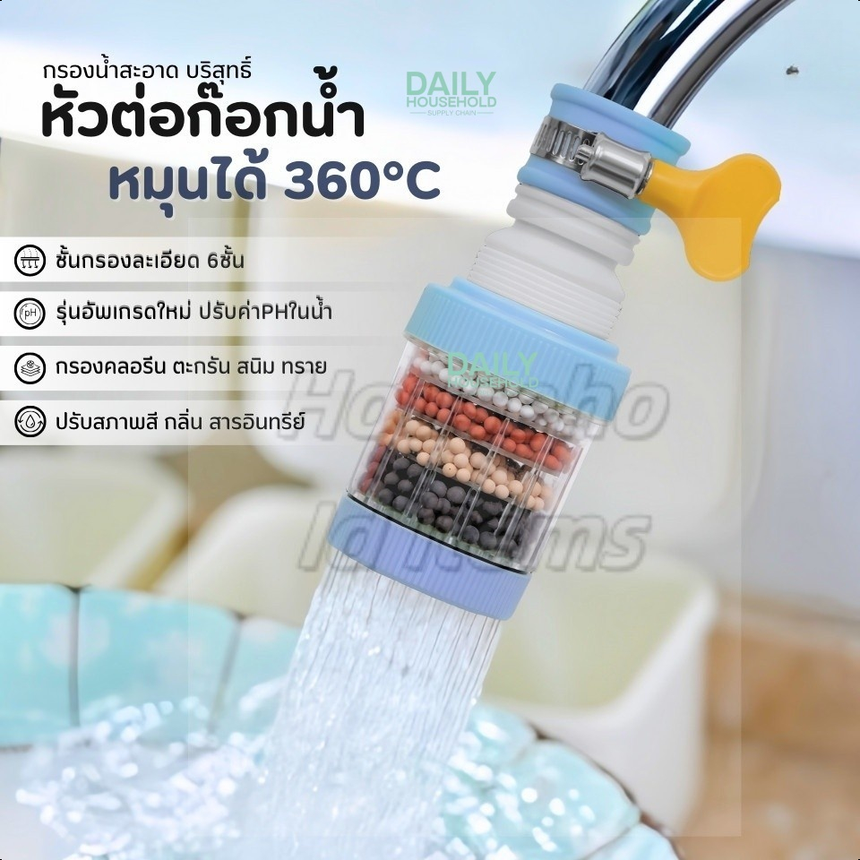 หัวกรองก๊อกน้ำ พร้อมช่วยกระจายน้ำได้หลายทิศทาง มี 3ชั้น และ 4ชั้น ใช้ได้กับก็อกน้ำทั่วไป ร้านสุ่มสีนะคะ
