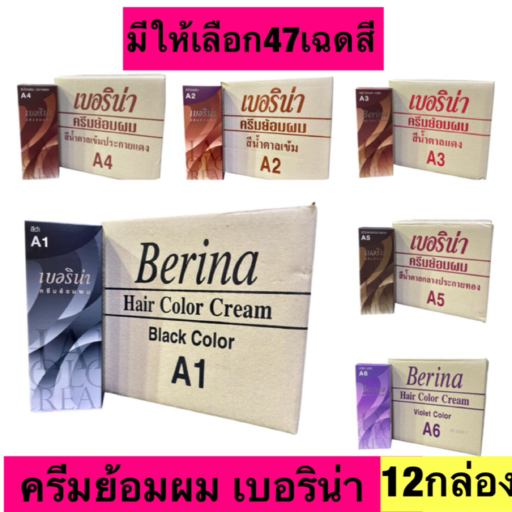 ครีมย้อมผม เบอริน่า มีให้เลือก47 เฉดสี(ยกโหล)