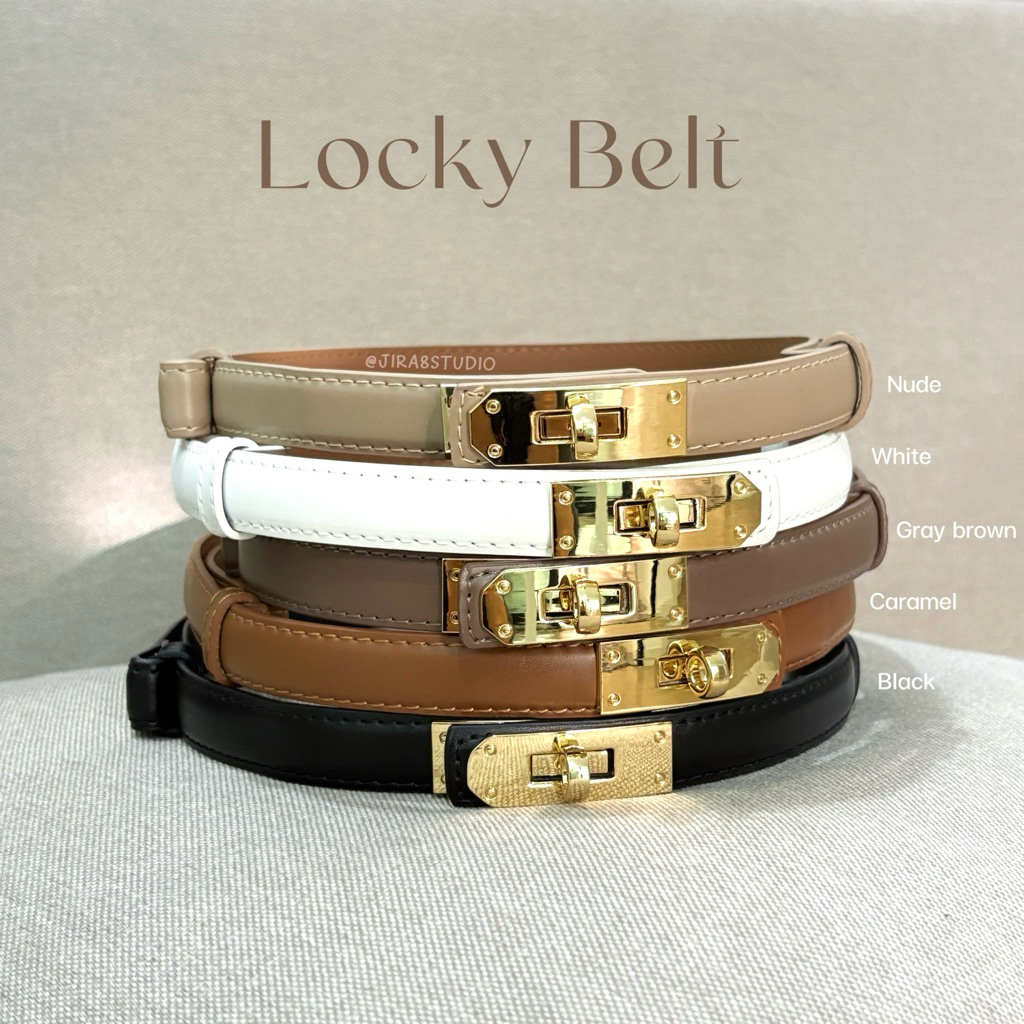 (ส่งจากไทย) Locky Belt เข็มขัดหัวล็อก ปรับสายได้ ไม่ต้องเจาะรูเพิ่ม (เอว 23-35 นิ้ว)