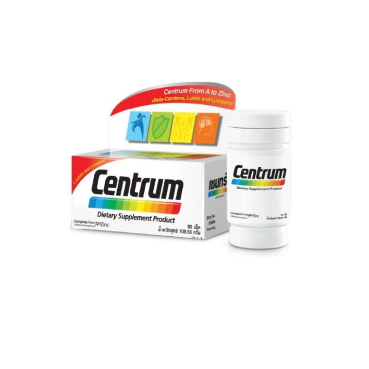 Centrum เซนทรัม กล่องขาว From A to Zinc + Beta-Carotene Lutein and Lycopene