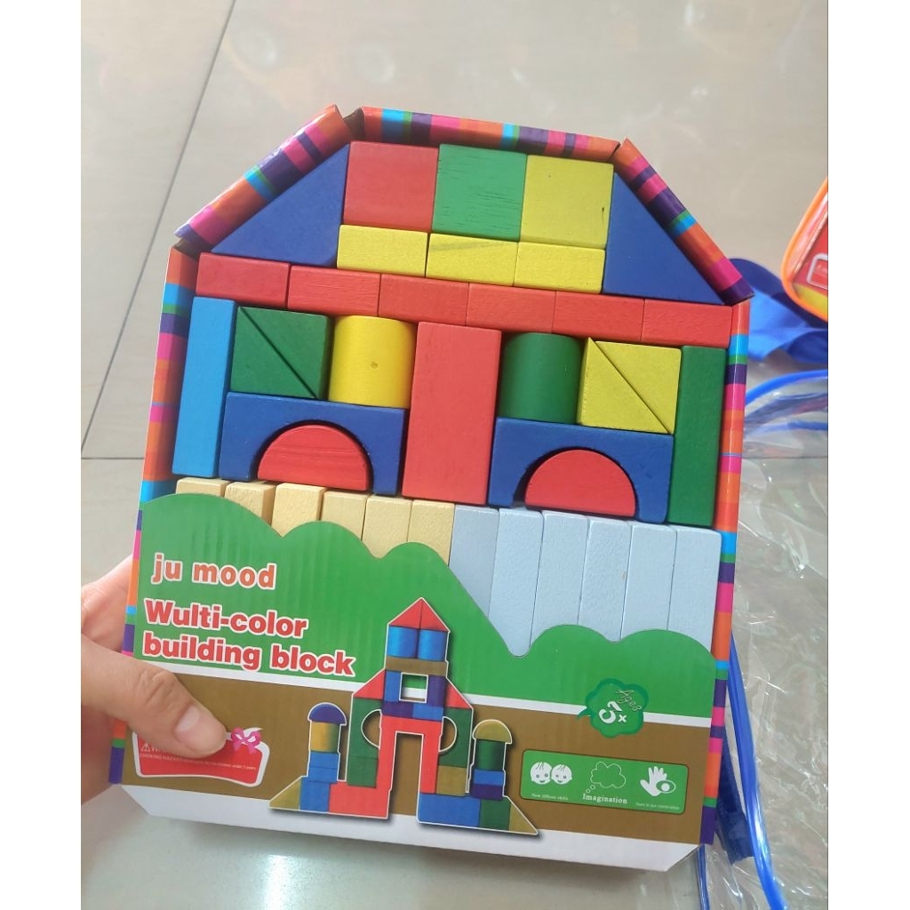 ของเล่นบล๊อกไม้ Block ไม้ (คละสีส่ง) ของเล่นเสริมทักษะสำหรับเด็กๆ