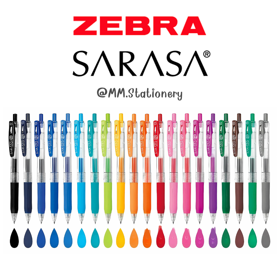 ปากกาเจล Zebra Sarasa Clip 0.5,0.7  mm. แบบแยกแท่ง  20 สี เขียนลื่นสีสวยมากก