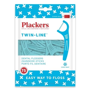 Plackers Flosser Twin Line 35 ct | ไหมขัดฟัน แบบมีด้ามจับ เส้นคู่ บรรจุ 35 ชิ้น